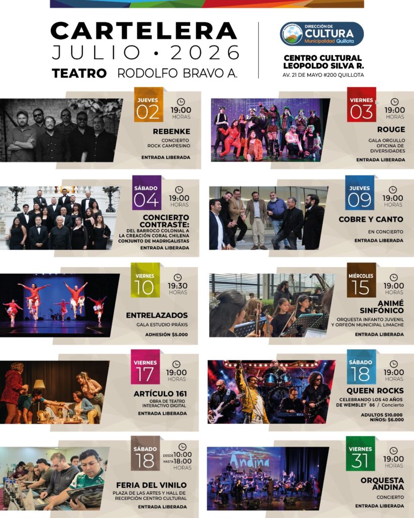 Cartelera Cultural Quillota: Eventos Imperdibles en Julio 2026